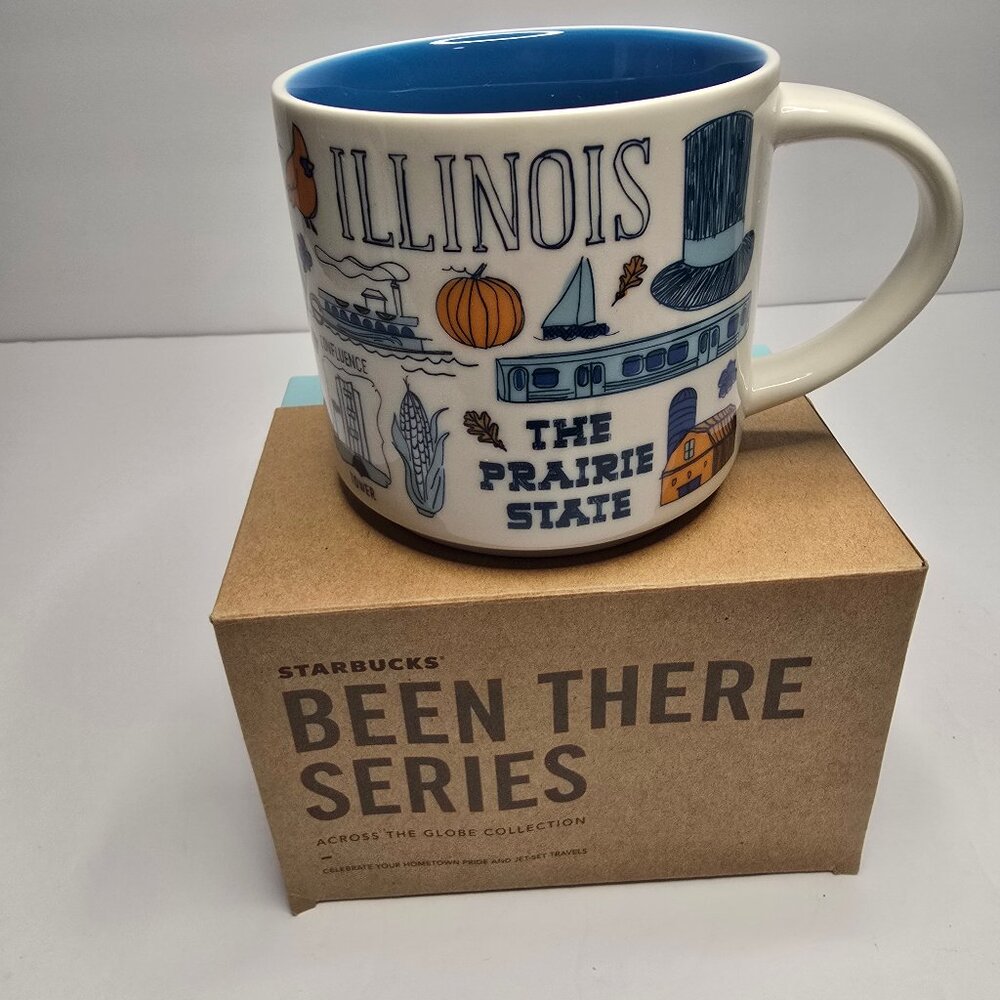 Starbucks Illinois Been There Series Coffee Mug Blue, 14 fl Oz Brand New